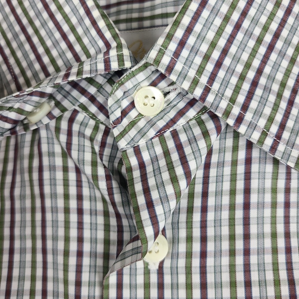 Brioni Dress‎ Shirt Mens Medium Multi Color Plaid Check 100% Cotton Button Up - Picture 5 of 13